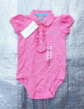 Image of BNWT BABY GIRL'S " RALPH LAUREN " PINK SHORT SLEEVE BODYSUIT / ROMPER - 9 M !