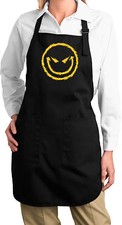 Ladies Halloween Apron Evil Smiley Face Full Length Apron with Pockets