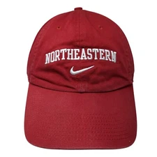 North Eastern Slideback Hat Red One Size Adjustable Nike Swoosh 6 Panel