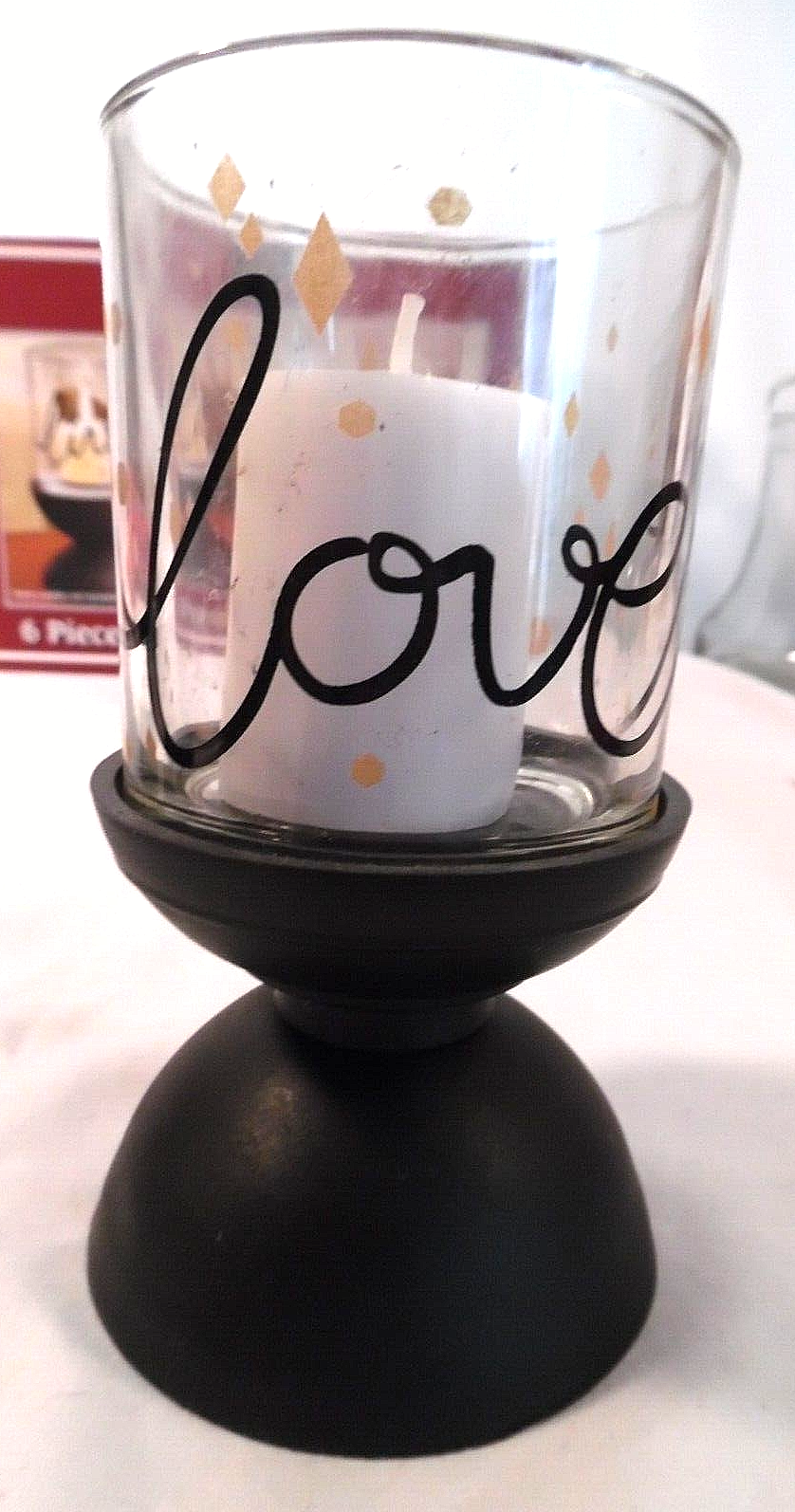 Sophia Elan Set 3 Live Laugh Love Votive Candle Holders w/Bases w/White