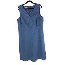 Dana Kay Dress Vintage Pinstripe Surplice V Neck Sleeveless Blue 16W