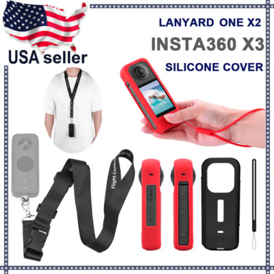 Silicone Protective Bumper Case Cover Anti-loss Lanyard For Insta360 X3 / ONE X2