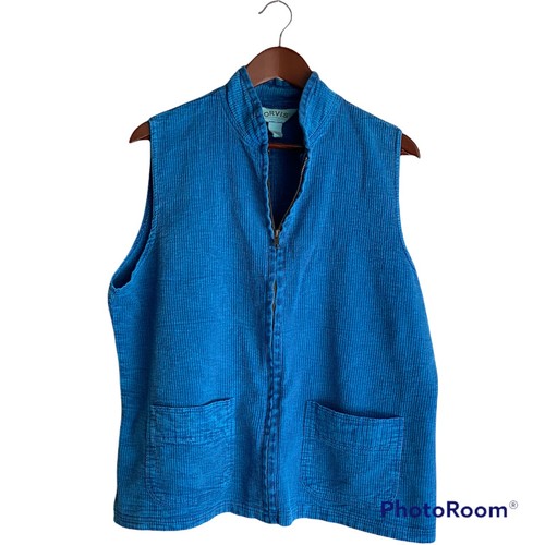 Orvis Full Zip Corduroy Vest Blue Size 