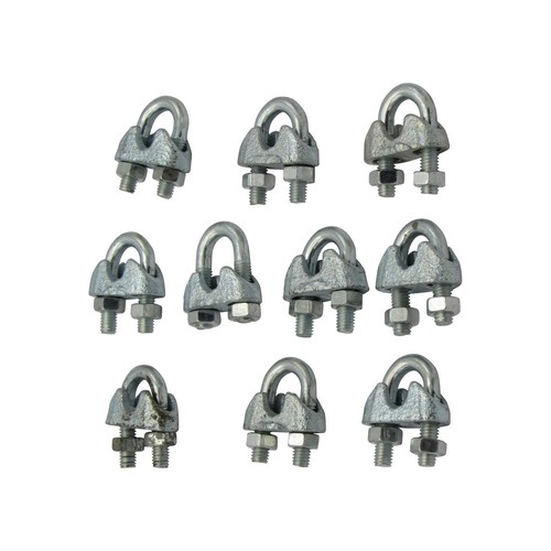 8MM Wire Rope Bulldog Grips x10 (Cable Clamp Galvanised Commercial DIN741) - Picture 2 of 6