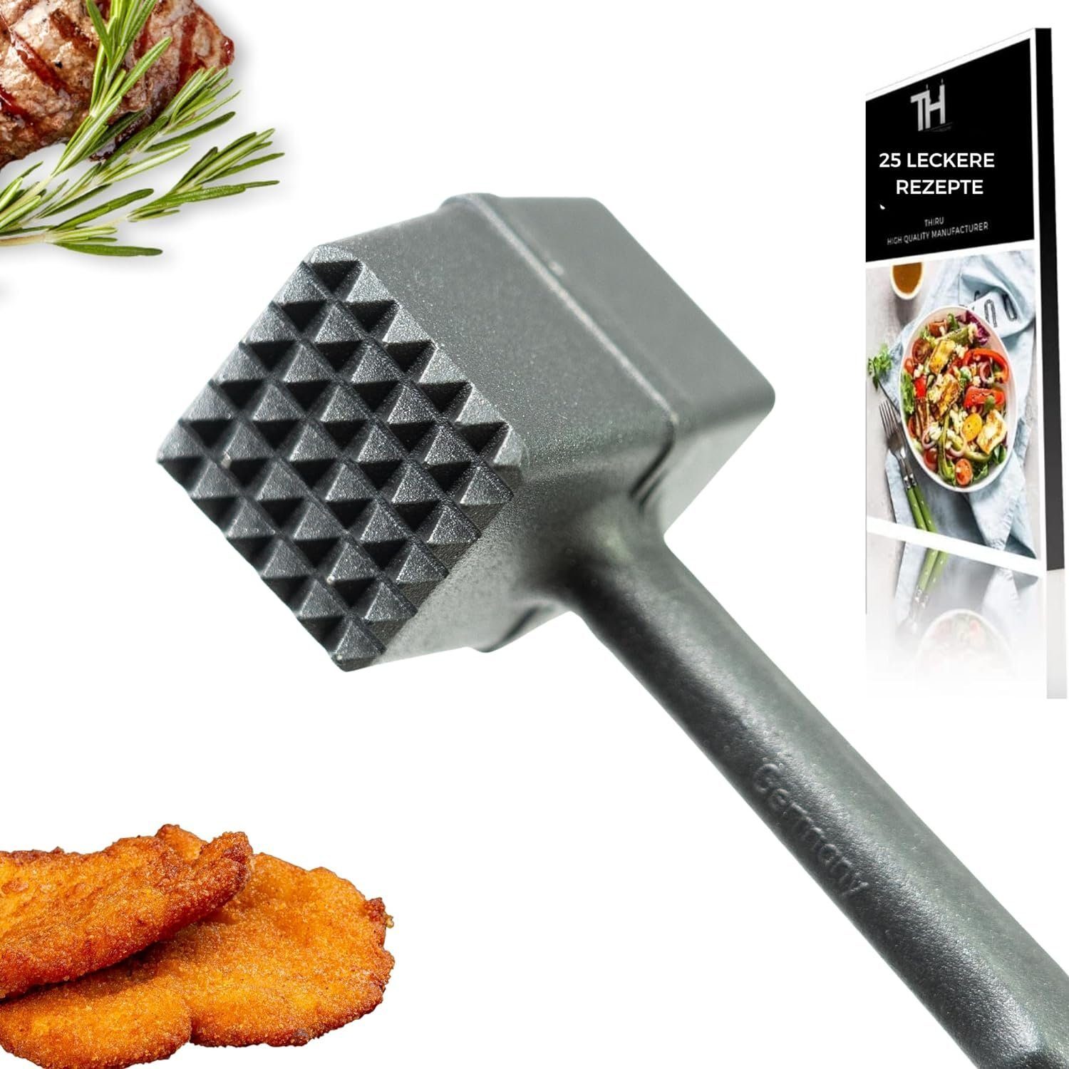 Thiru Fleischklopfer Fleischhammer Schnitzel, Kotelett - Hammer-Kopf Premium