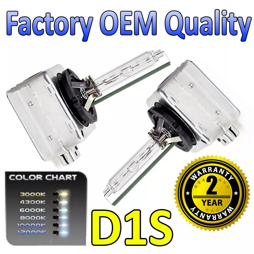 2 x 3000k Yellow D1S HID Xenon OEM Replacement Headlight Bulbs - 2 Year Warranty