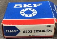 SKF BALL BEARING 6203-2RSNRJEM NOS Surplus