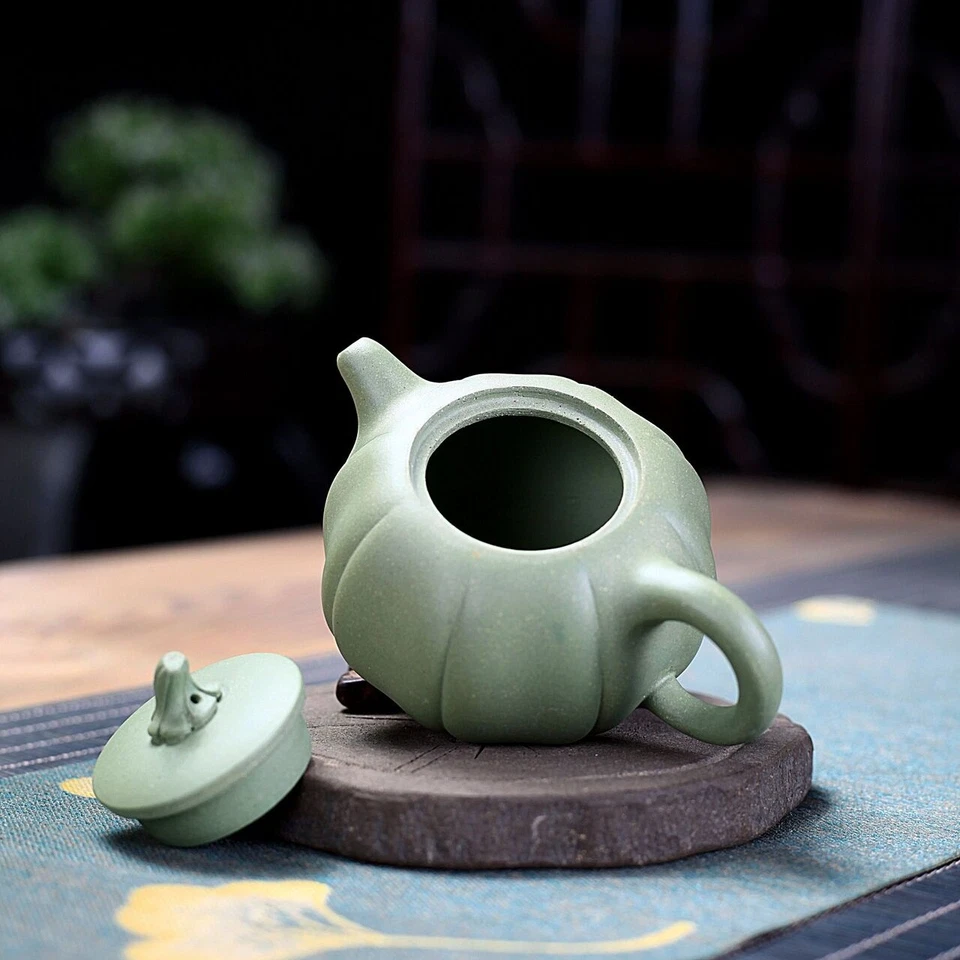 Tetera de arcilla real Yixing Zisha Douqing de 6,8 OZ con forma de calabaza 7 agujeros Foto 3 de 4