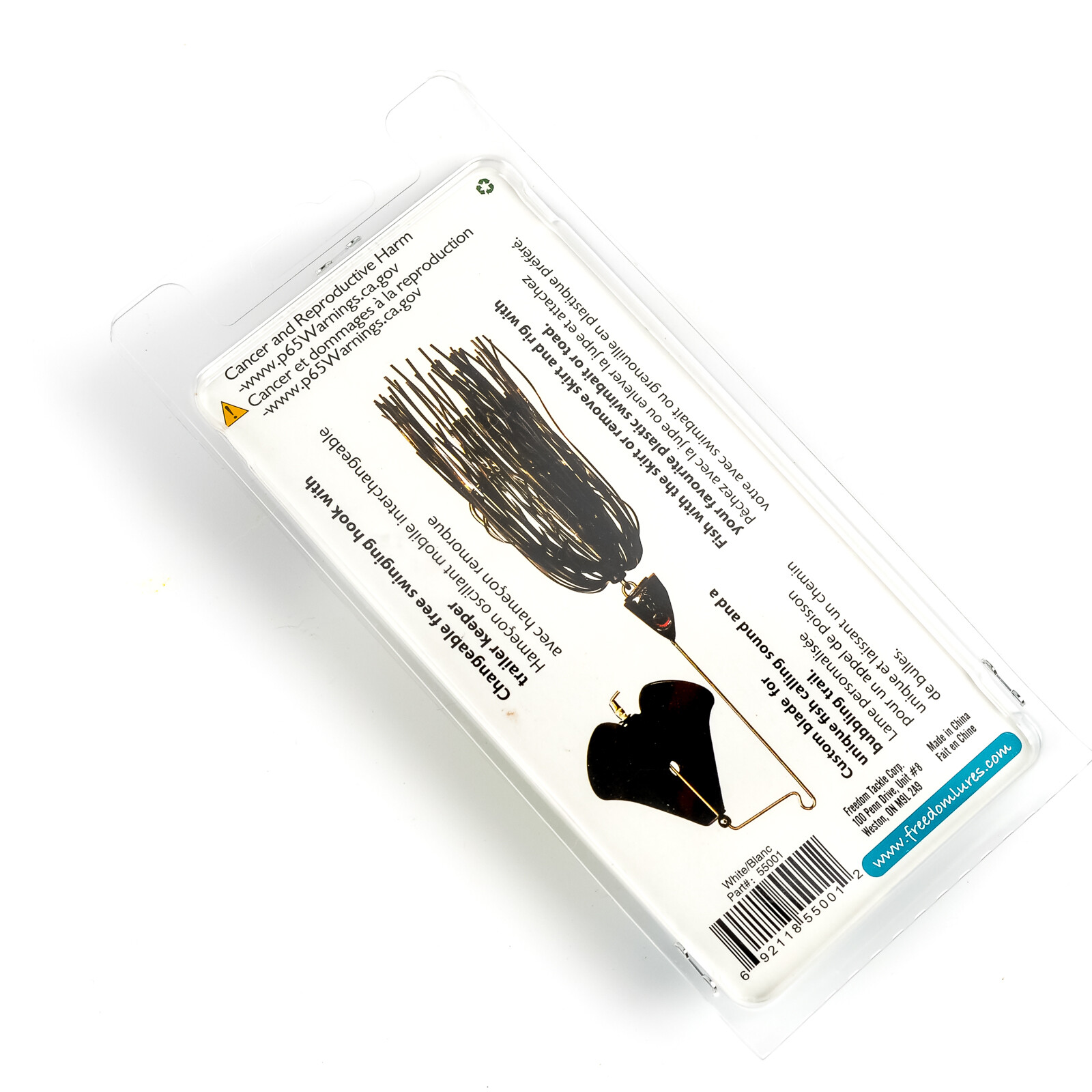 FREEDOM TACKLE Swing Buzz Buzzbait Swinging Changeable Hook 7/16oz - WHITE - Image 3