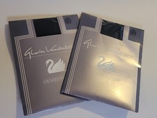 Nylon Pantyhose 2Pair Vintage Gloria Vanderbilt Day Sheer Off Black Sz B Hoisery