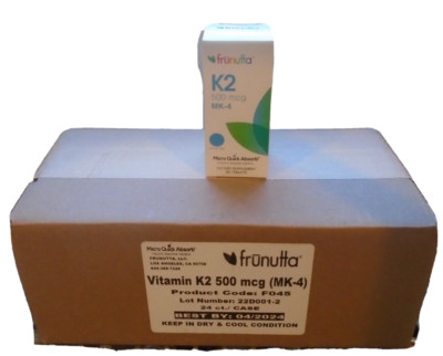 Frunutta Vitamin K2- 500 mcg Case of 24 bottles  Value  $671 EXP 12/2026