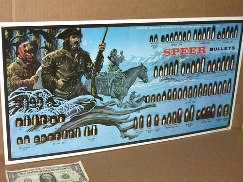 SPEER Trapper SIGN / CHART -- Pictures 85 Shells in 3-D -- OLD SIGN - Dated 1992