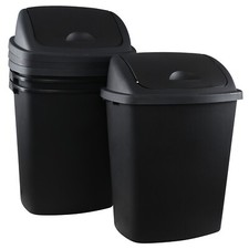 4 Pack Swing Top Waste Container, Trash Can with Lid, 19 Gallon, Black