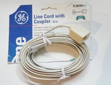 GE BEST QUALITY 25 ft beige LINE EXTENTION CORD coupler  RJ-11 plug telephone