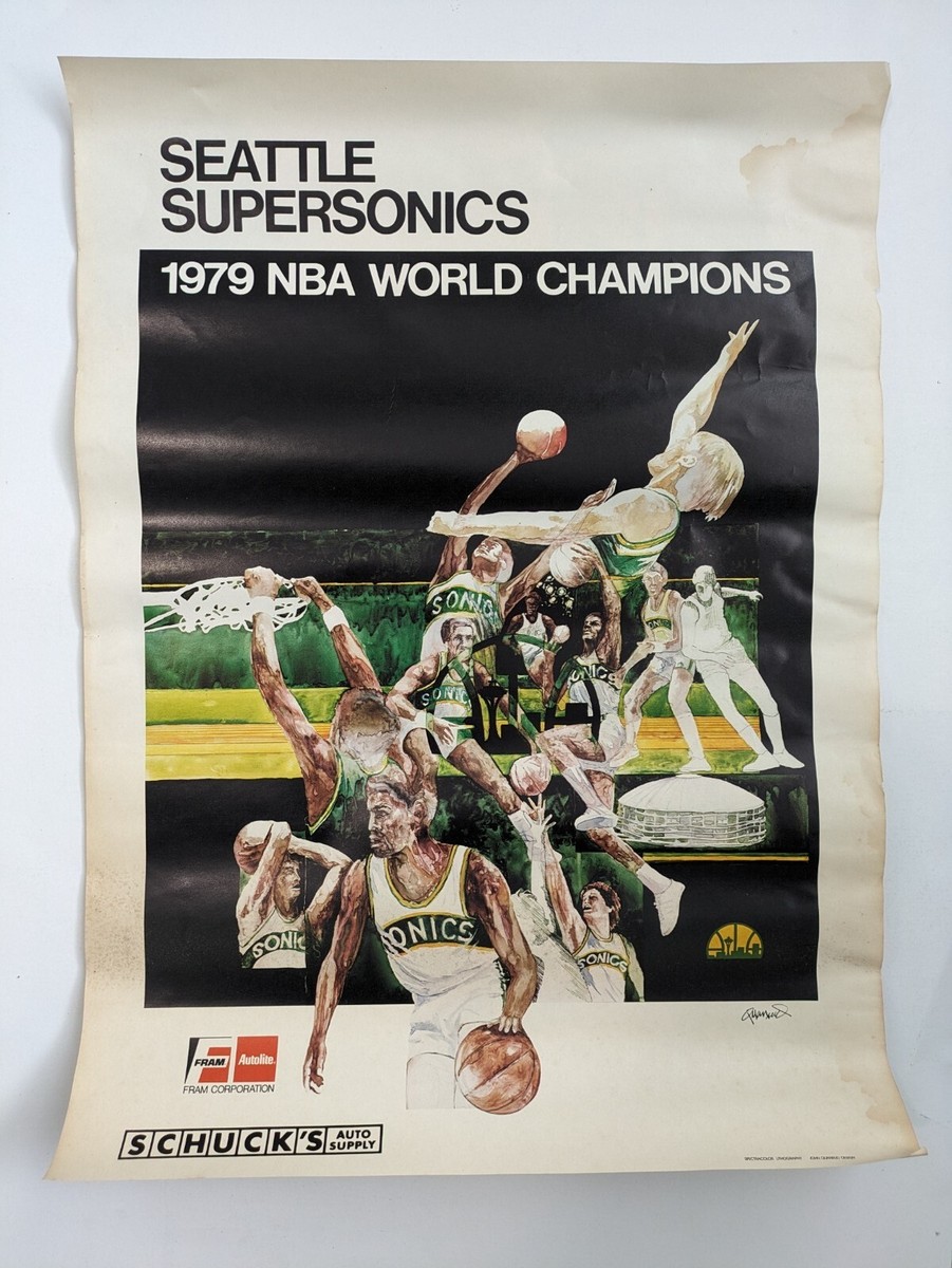 Vintage 1979 - Seattle Supersonics poster NBA World Champions