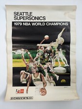 Vintage 1979 - Seattle Supersonics poster NBA World Champions 17x23 Sonics RARE