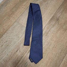 Vintage Navy & Red Polka Dot Tie By Calibrate 100% Silk Made In USA 57" Long