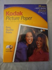 Kodak Picture Paper for Inkjet Printers 8-1/2" x 11" - 25 Sheets Soft Gloss NEW
