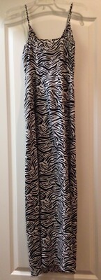 H&M Divided Women s Maxi Dress Sz 8 Faux wrap Black white zebra print