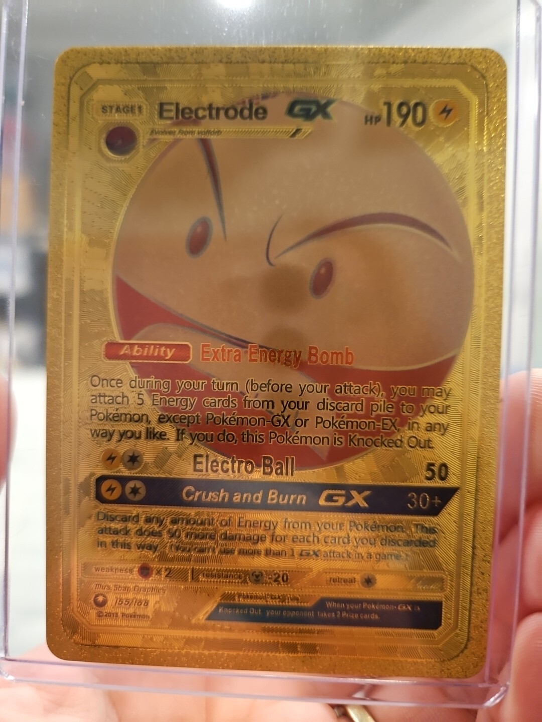 Electrode GX Gold Foil Fan Art Textured Collector Pokemon Card 155/168 HP190