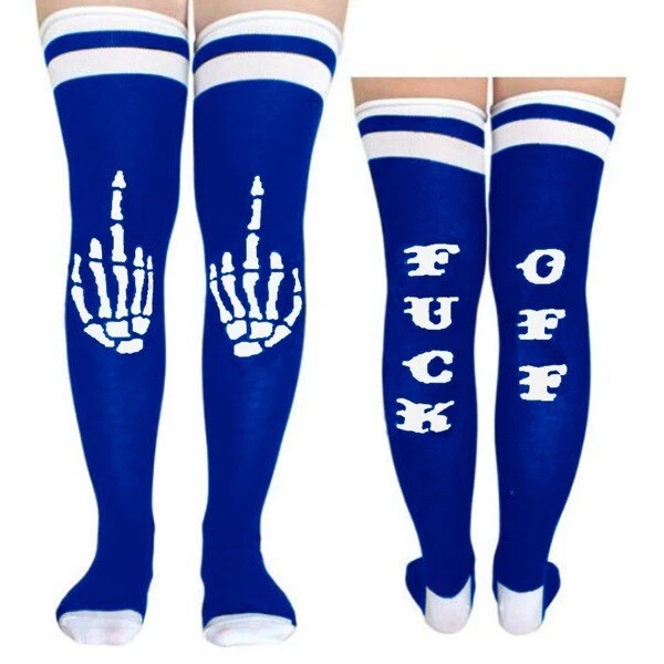 NEW Long Tube Leg Funny Stockings Knee Thigh Over English Letter Jacquard Socks - Image 2 of 4