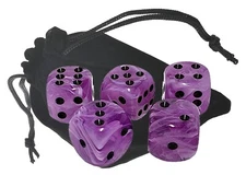 16mm Ice Purple Swirl Rounded Corners Dice Deluxe High Quality Acrylic + Pouch