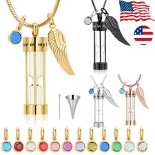 Cremation Urn Necklace for Ashes Timeless Hourglass Memorial Pendant Keepsake US