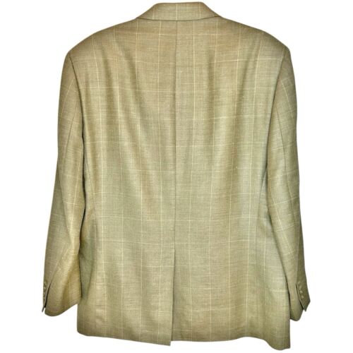 Lauren Ralph Lauren Sport Coat Blazer 44R Tan Windowpane Silk Linen Wool Jacket - Picture 2 of 10