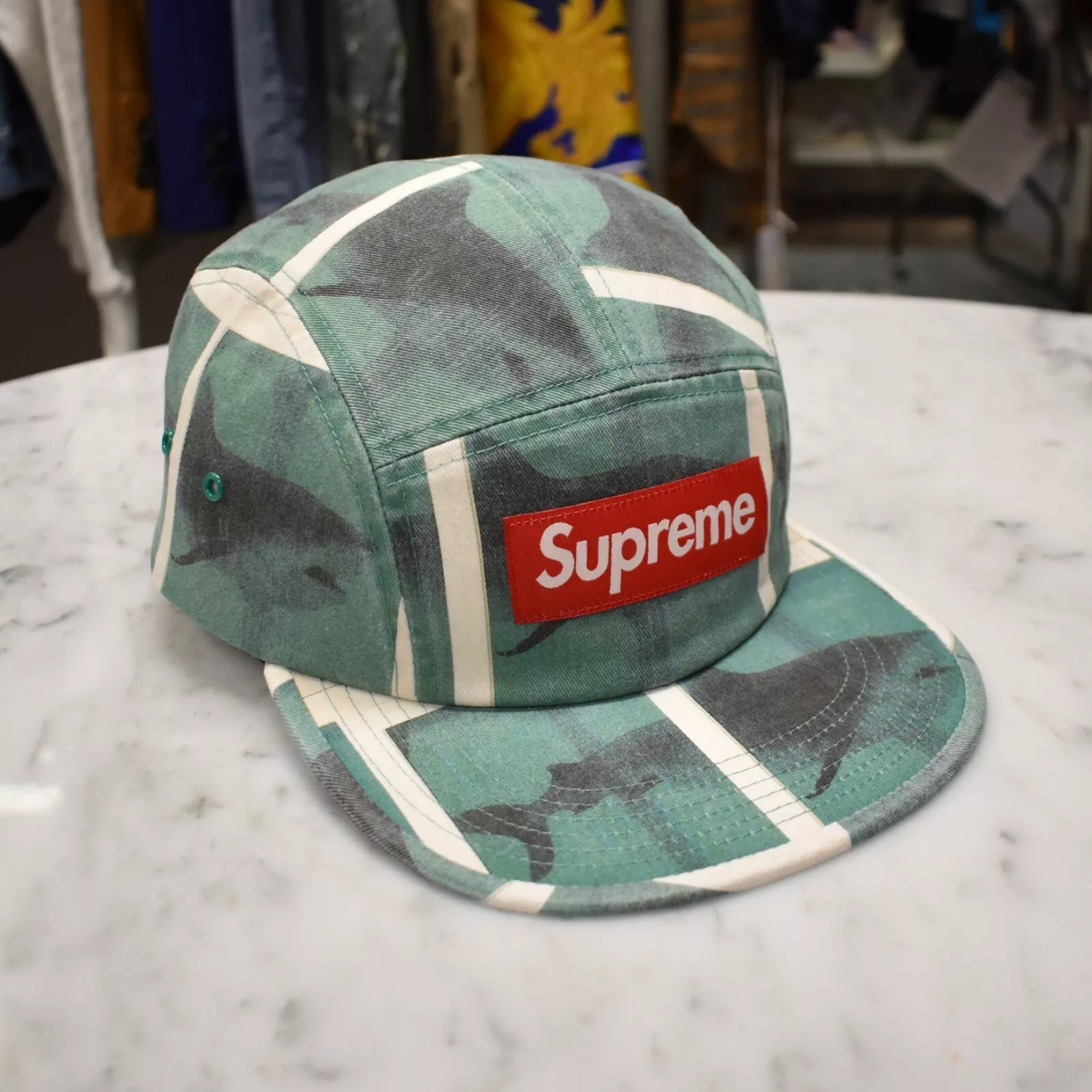 Casquette de camp logo Supreme Damien Hirst Shark Print Box SS25 AUTHENTIQUE pour homme neuve avec étiquette