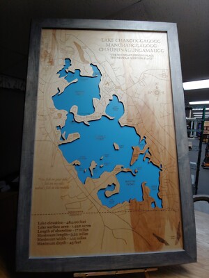 Webster Lake, MA - Laser Cut Wood Map | Wall Art | Chargoggagoggmanchauggagogg