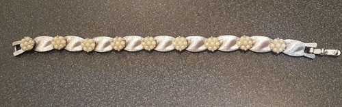 Damen Armband Antik Gebürstet Versilbert Perlen Cluster Glieder Romantisch - Bild 5 von 6