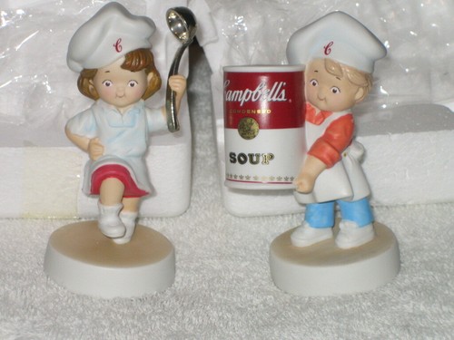 2003 Campbell Soup Girl & Boy Figurines Excellent Condition
