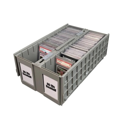 (2x) BCW Graded Card Bin 2 Row Gray Long Term Storage Box Hold PSA BGS SGC CSG