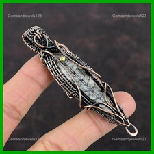 Valentines Deal Orthoceras Fossil Gemstone Wire Wrapped Pendant Jewelry Copper