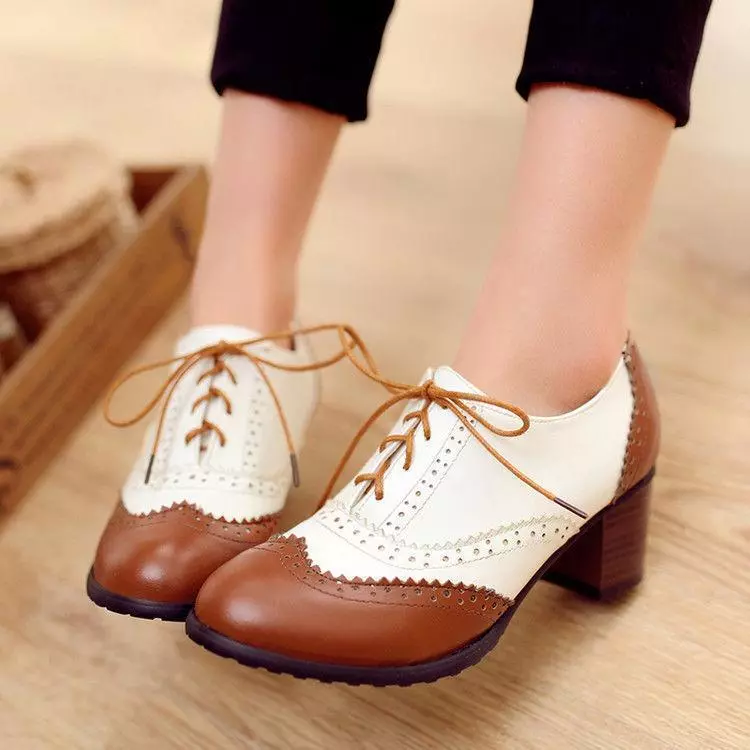 Lace top oxford heels