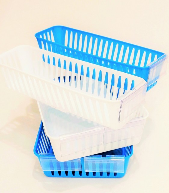 Plastic, 8 Medication Storage Baskets & 12 Label Holders, Assorted