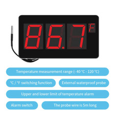 Digital Wall Thermometer Outdoor with Temperature Sensor C/F Switch for Sauna an