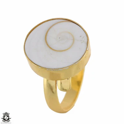 Anillo enchapado en oro 24K ajustable Shiva Shell talla 7 - talla 10 GPR1783 Foto 1 de 4