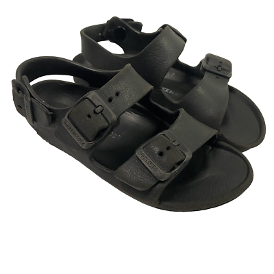 Birkenstock Milano Eva Kids Black Rubber Slingback Sandals Size 28 US 10  flaw