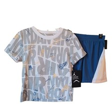 Air Jordan Jumpman Nike Boys Short Set-4T-Blue-Gray-Mesh Shorts