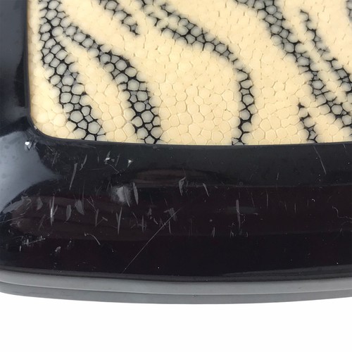 Cartera sin asas de noche Roger Vivier negra con estampado de animales Minaudière brillante 6-1/2" - Imagen 8 de 11