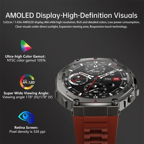 DM58 GPS Smartwatch 1,43 Zoll AMOLED Display unterstützt GLONASS BDS... - Bild 7 von 15