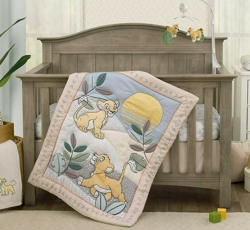 Disney The Lion King Baby Cot Set 3 Piece Quilt Sheet Sage Pastel Jungle - Picture 2 of 6