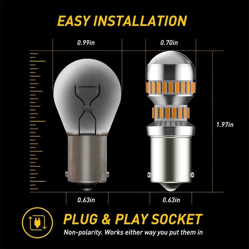 AUXITO 1156 Amber LED Turn Signal Light Bulb Error Free Anti Hyper Flash 54H 4x - Picture 5 of 11