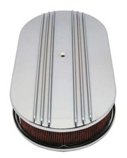 15 Inch Oval Air Cleaner Set Partial Finned Top Chrome Aluminum Paper Filter 15 Inch Oval Air Cleaner Set Partial Finned Top Chrome Aluminum Paper Filter