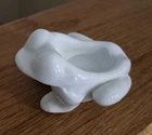 Vintage White Milk Glass Frog Ashtray Pipe Holder MCM Figurine