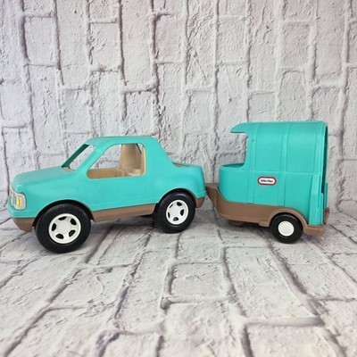 Vintage Little Tikes Jeep And Trailer From Horse Stable Set Made in USA