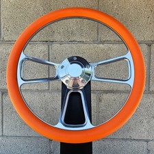 14 Muscle Orange Half Wrap Steering Wheel 1964-66 Chevy Pontiac Olds Buick
