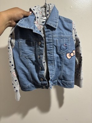 Hello Kitty Toddler Denim Jean Jacket XS 4-5 Girls Button-Up