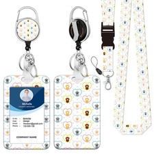 ID Badge Holder with Lanyard,Retractable Badge Reel with Swivel Belt Clip Key...